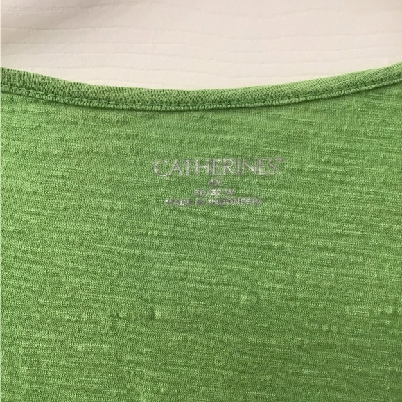 CATHERINES SZ 4X WOMENS SS TOP FANCY NECKLINE COTTON SCOOP NECK GUC - Picture 3 of 3